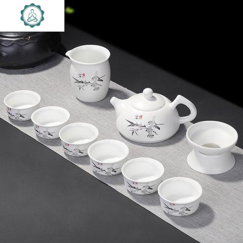 陶瓷功夫茶具套装家用茶杯茶壶简约现代泡茶德化白瓷小套创意 封后 10